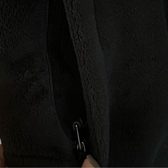 Green Tea Woman Black High Pile Fleece Fur Zipper Long Sleeve Teddy Jacket XL - Picture 5 of 11